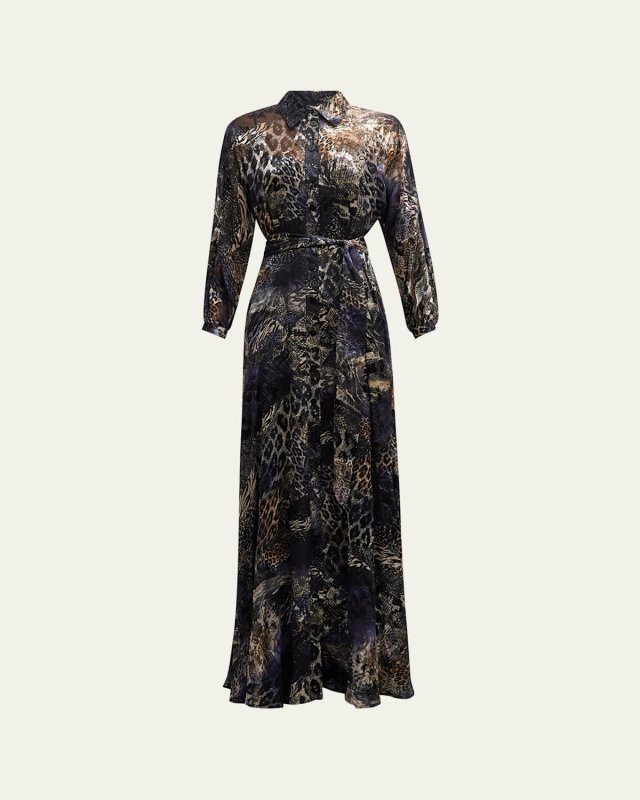 Abstract Animal-Print Shirt Gown